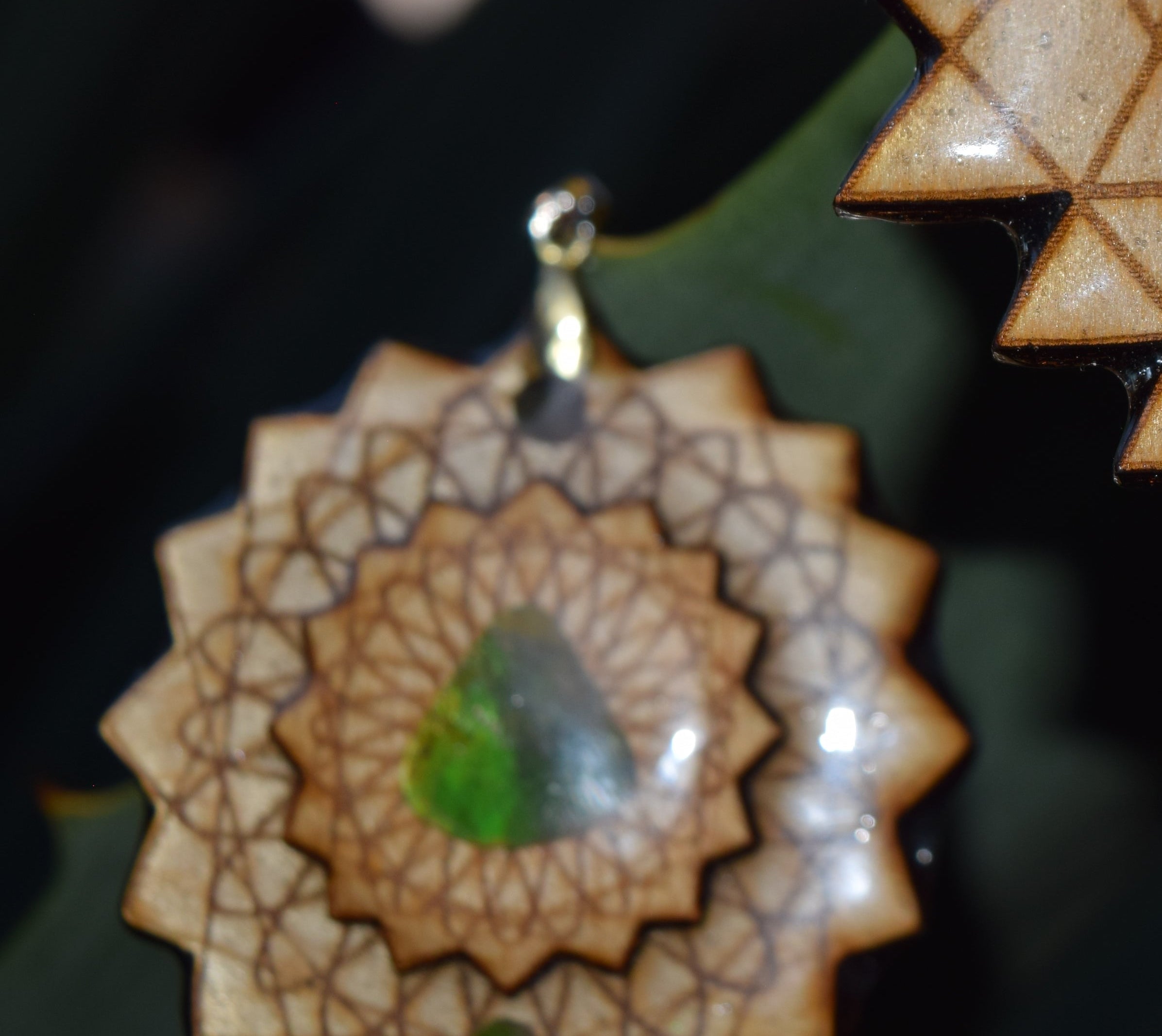 Ammonite covered in Ammolite x Sri Yantra